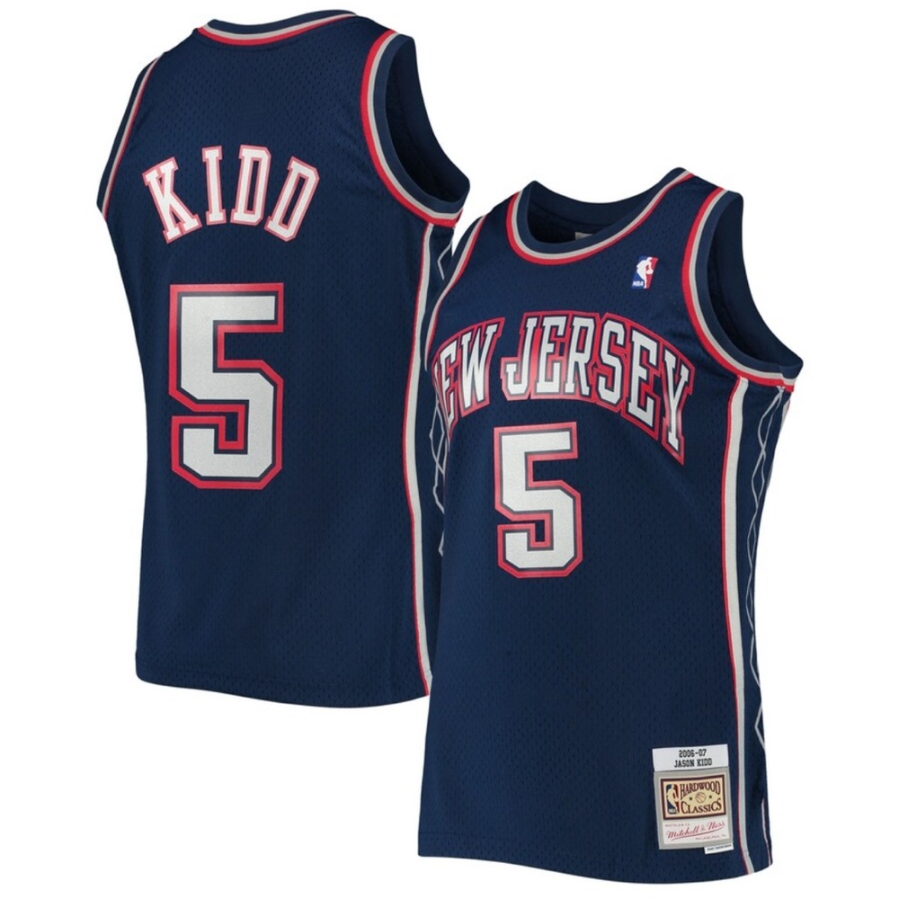 Mitchell & Ness New Jersey Nets Jason Kidd Navy, Red, White Jersey #5